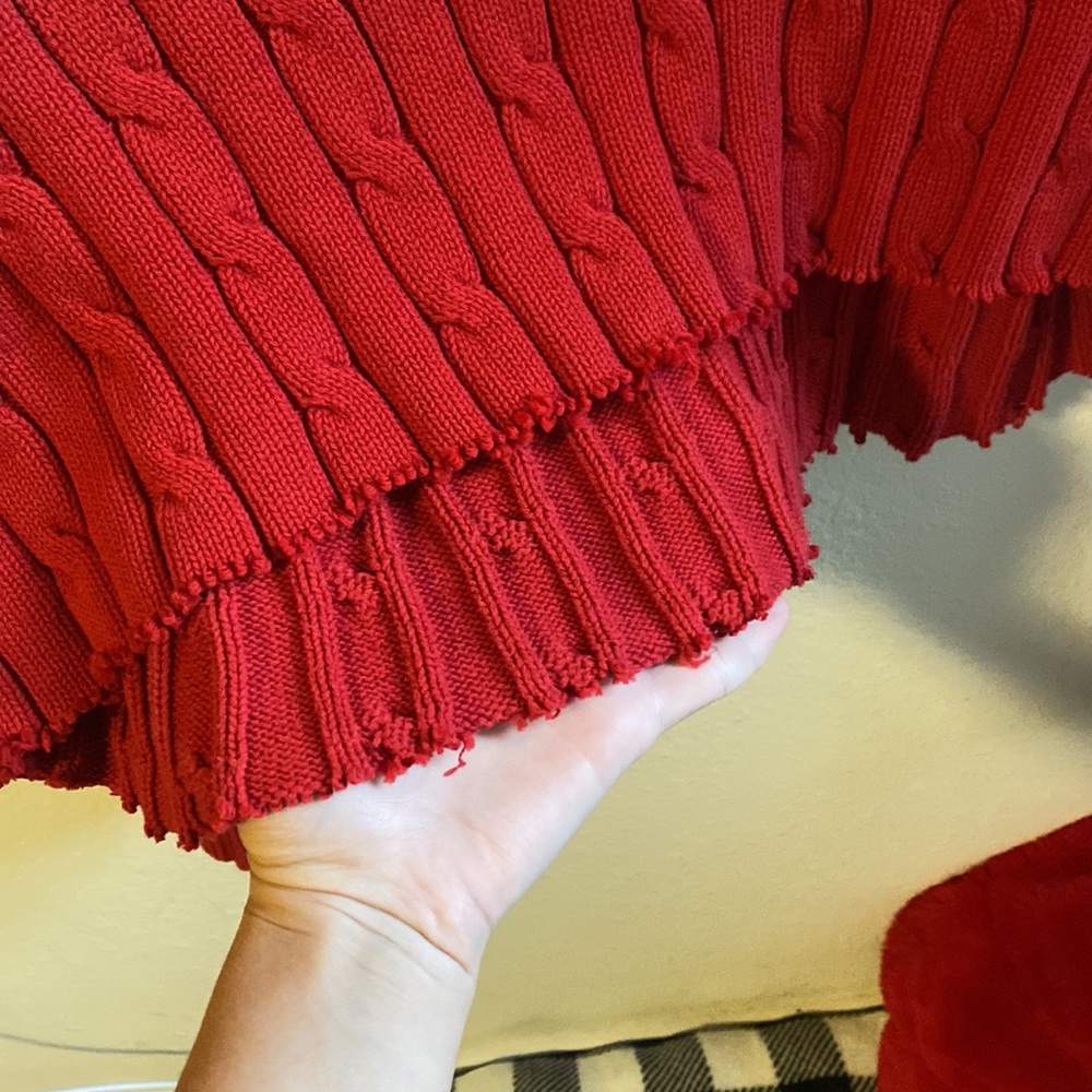 Chaps Red Cropped V-Neck Sweater Y2k - image 5